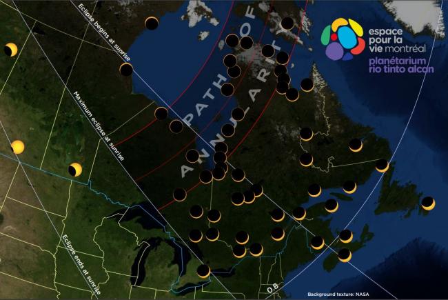 Map of the eclipse of June 10, 2021.