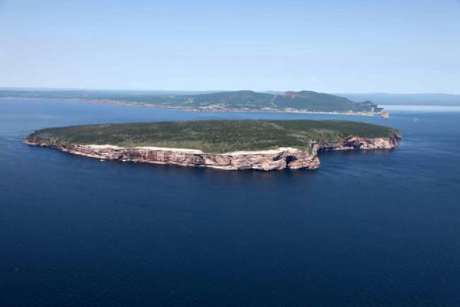 Photographie aérienne de l'île Bonaventure