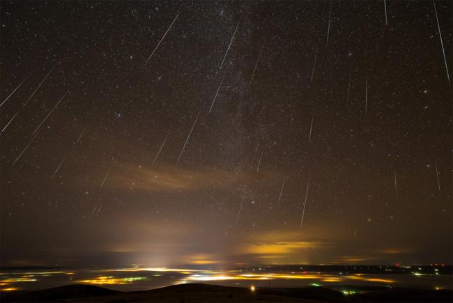 Geminid meteor shower over Pendleton, Oregon, USA, December 14, 2012.
