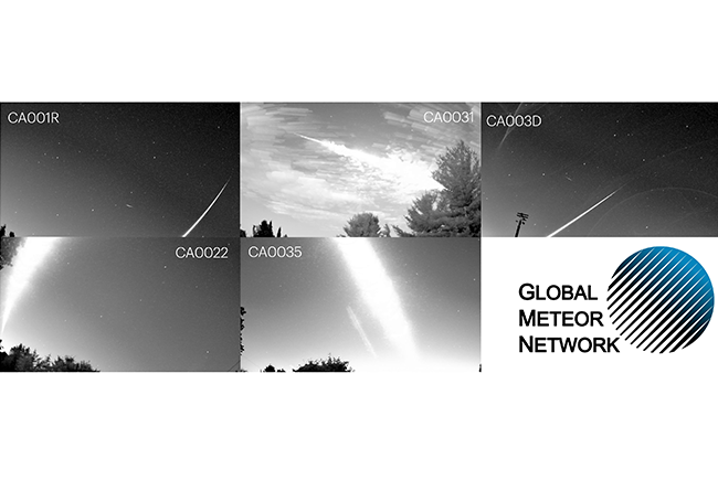 Images of the fireball captured by the Global Meteor Network cameras. The end of the luminous path was particularly well observed by camera CA0031