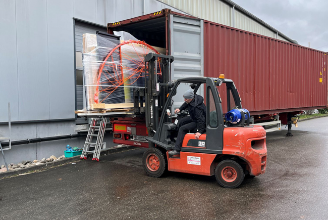 In all, 47 cases are expected, weighing a total of 10 tonnes with a volume just under 100 cubic meters.