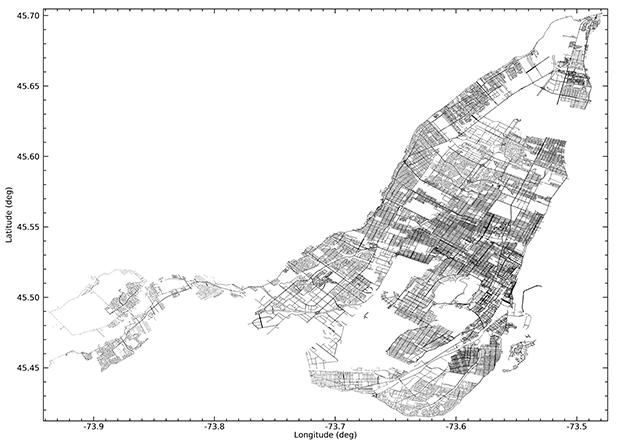 Location of all lighting fixtures controlled by the Ville de Montréal.