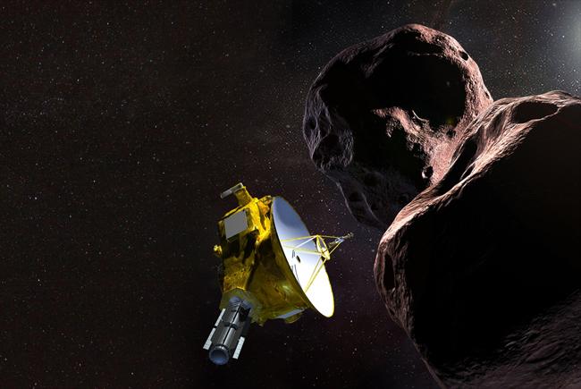 Vue d'artiste de la sonde New Horizons explorant Ultima Thule
