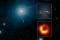 La galaxie géante M87, dans l’amas de la Vierge. En bas à droite, le trou noir au centre de M87.