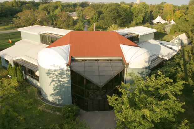 Aerial view of the first building of the Montreal Insectarium, in 2003.