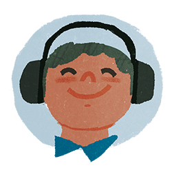 A person wearing headphones