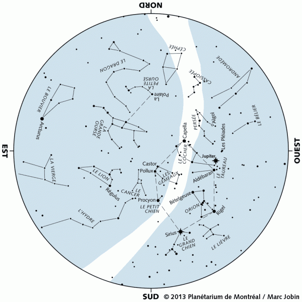 Carte du ciel de février 2013