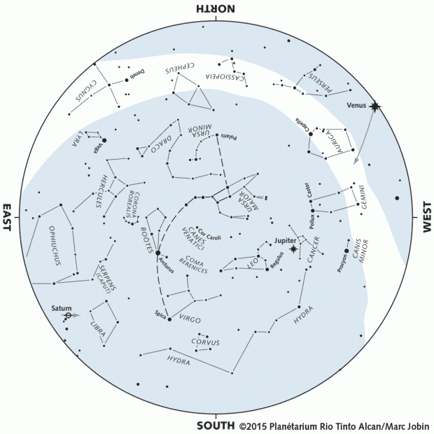 Monthly Sky map - April 2015