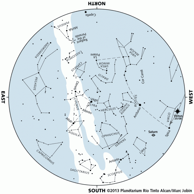 Monthly Sky map - August 2013