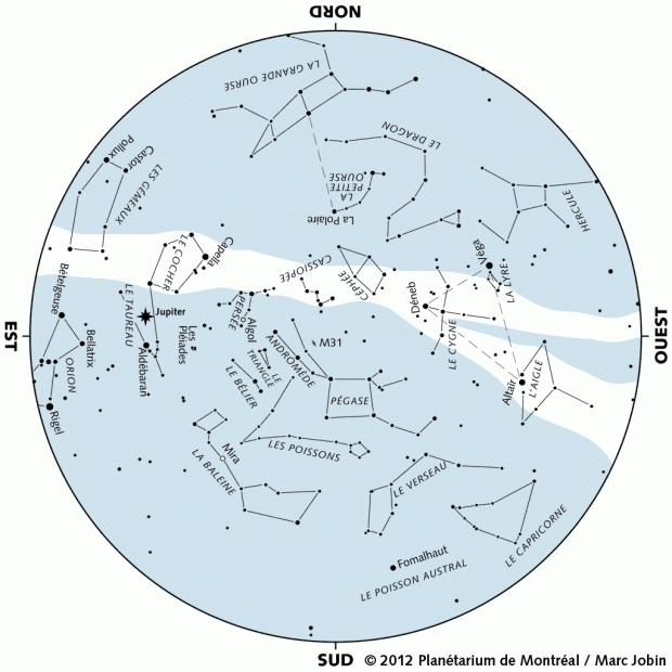 Carte du ciel d'octobre 2012