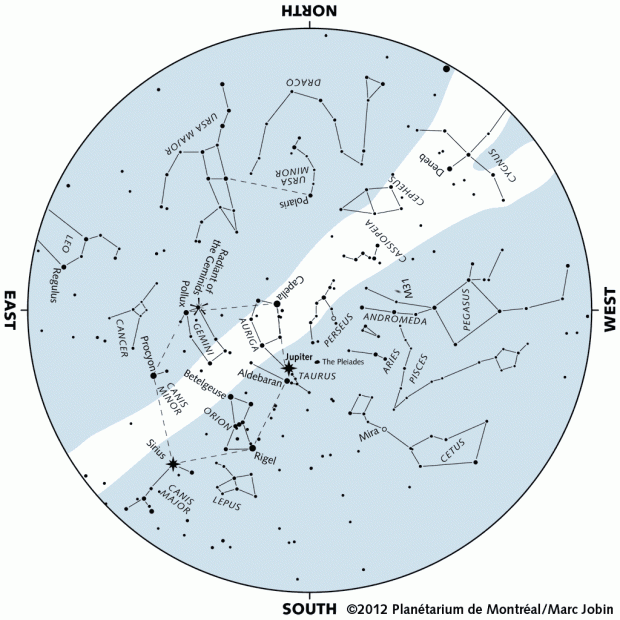 Sky map, December 2012