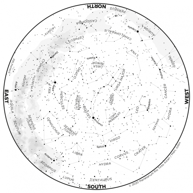 Monthly Sky map - May 2020