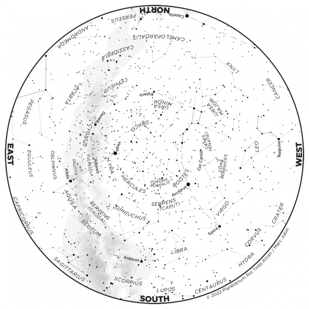 Monthly Sky map - June 2022