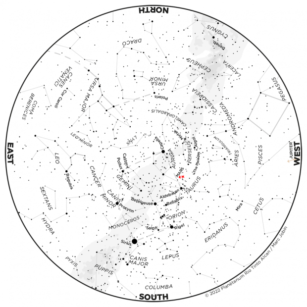 Monthly Sky map - January 2023