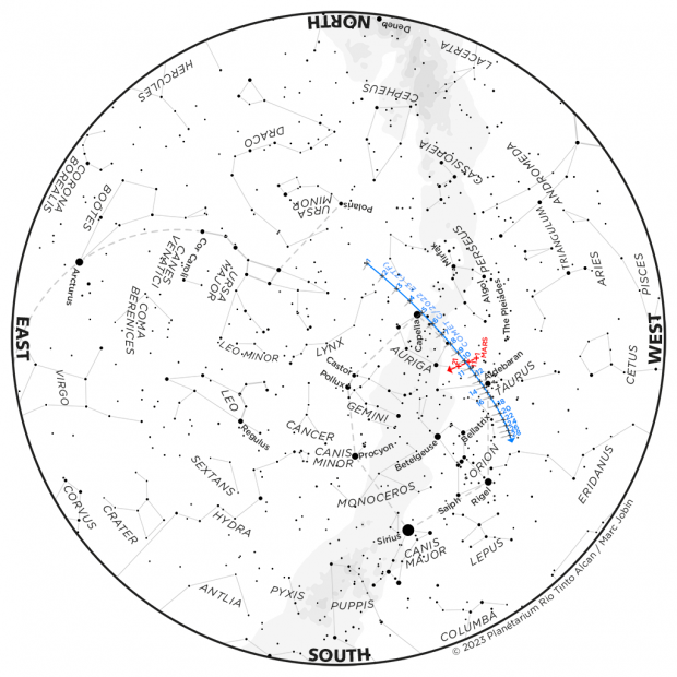 Monthly Sky map - February 2023