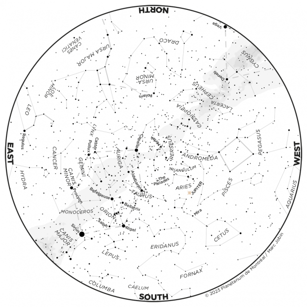 Monthly Sky map - December 2023