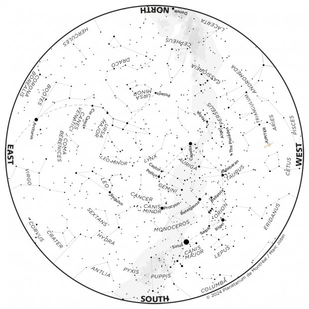 Monthly Sky map - February 2024