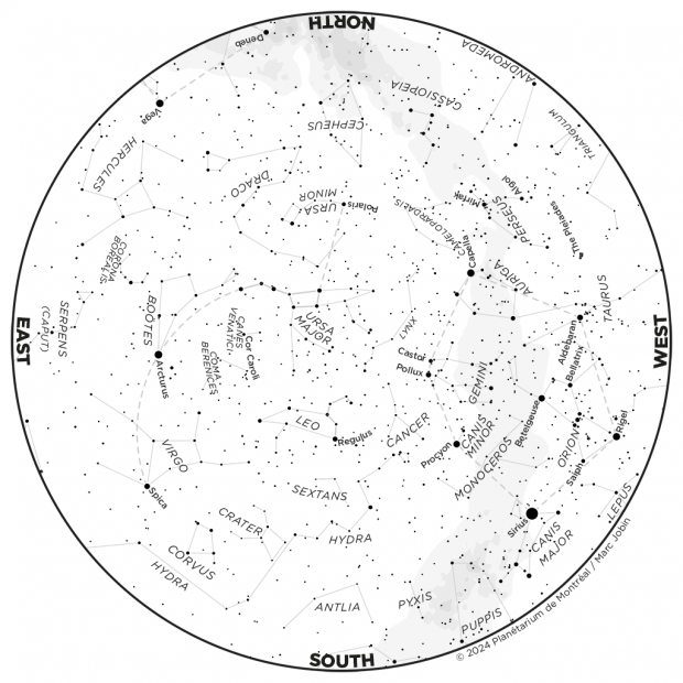 Monthly Sky map - March 2024