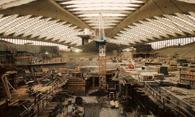 Construction of the Biodôme.