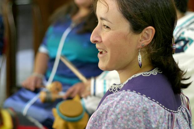 Mohawk women perform traditional songs.