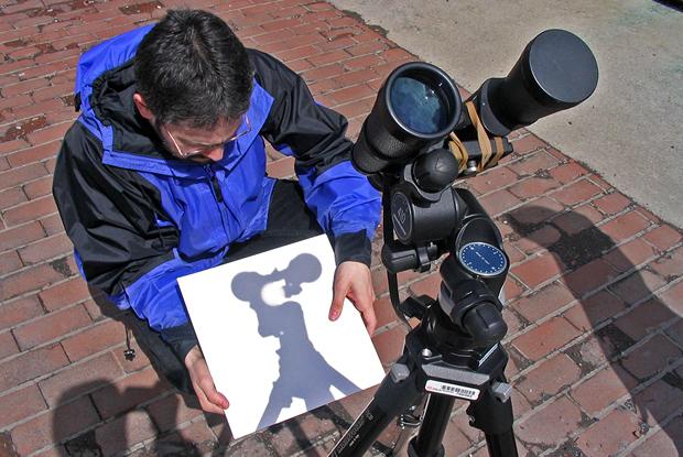 Projection with binoculars